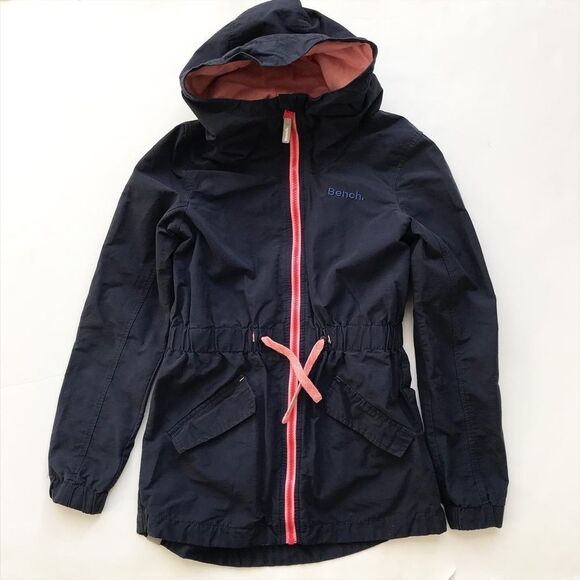 Bench navy blue light zip up long jacket EUC 9-10Y - Picture 1 of 7